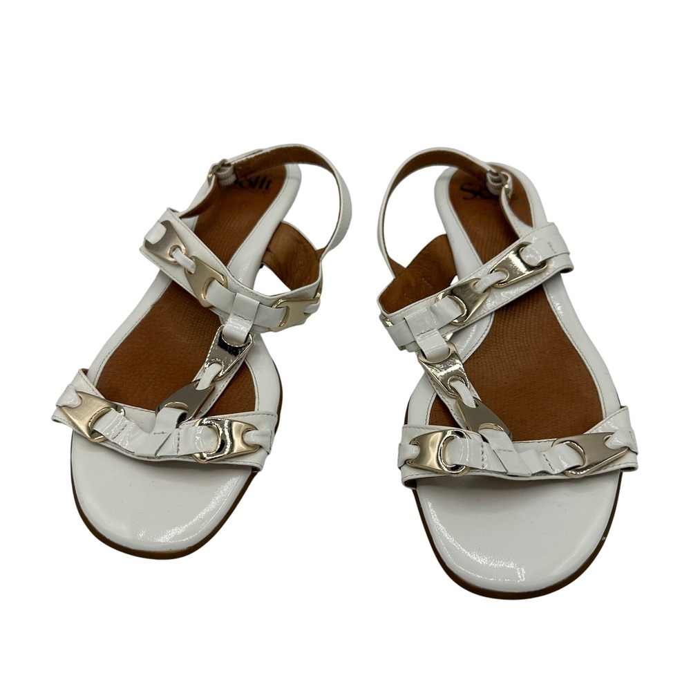 Söfft Women's White Leather T-Strap Slingback Buckle Sandals Size 9M